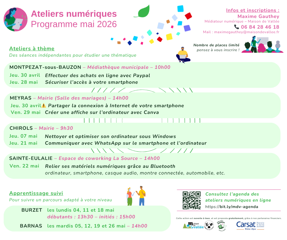 Ateliers numériques mars 2026