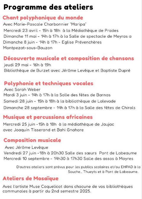 programme musique et mosaique